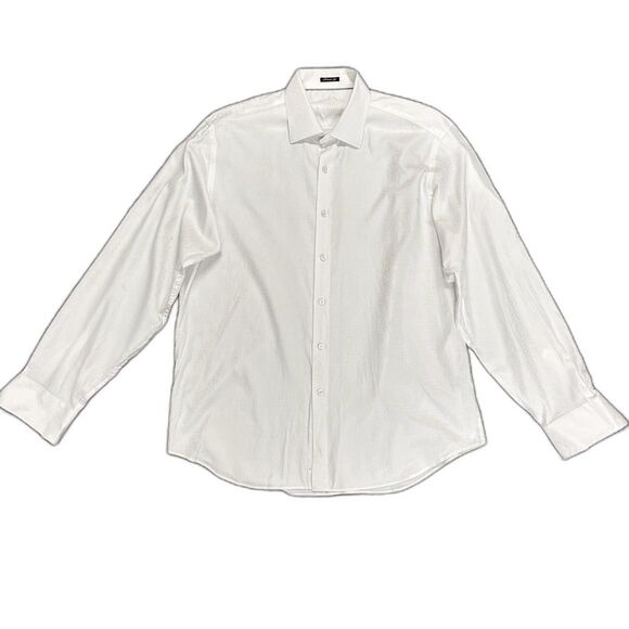 Bugatchi Julian White Paisley Jacquard Cotton LS Button Front Shirt Size L - Picture 2 of 15